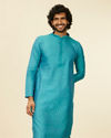 Turquoise Blue Kurta Set with Buta Motifs